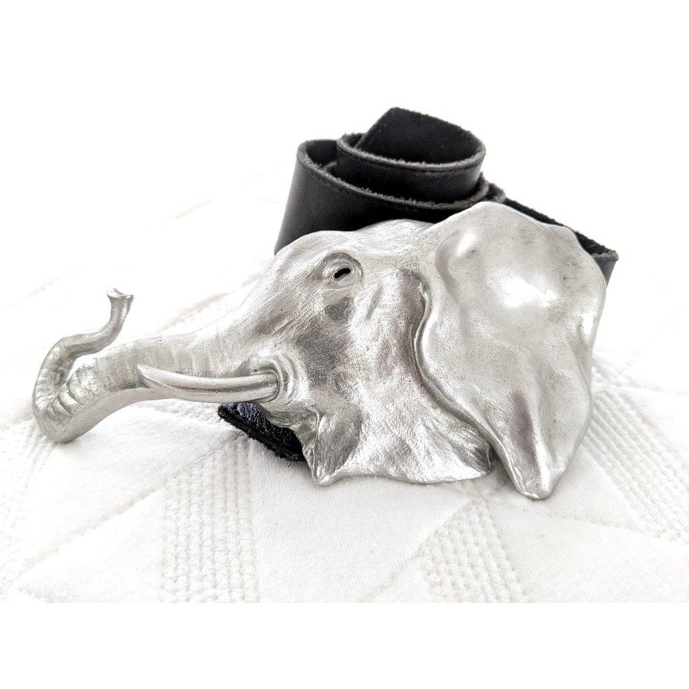 Vintage Authentic Signed Rare Christopher Ross 1980 Elephant Belt Buckle +  Belt